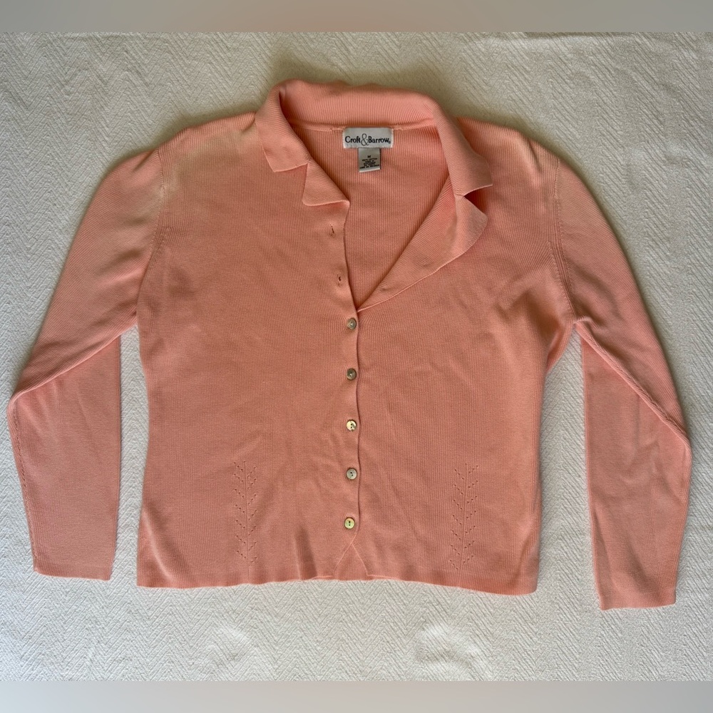 Vintage Croft & Barrow Women’s Peach Sweater Cardigan